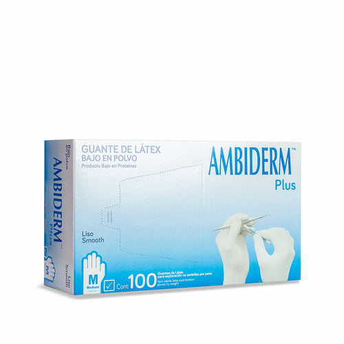 Guante De Latex No Esteril Plus Blanco Mediano Pk/100 Ambiderm ID-2151893