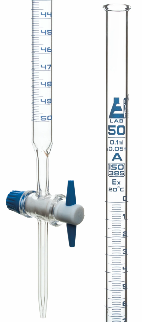 Bureta Clase "A" Llave De Teflon Recta Grad. Azul 50Ml   Eisco ID-3575367