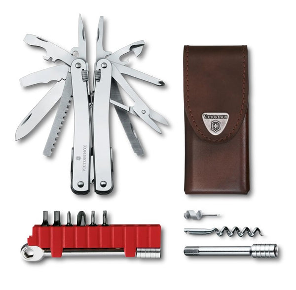 Navaja Suiza Swiss Tool Spirit X Plus Ratchet Con Funda De Piel Cafe 105Mm 36 Funciones Victorinox ID-3248250