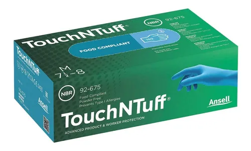 Guante De Nitrilo Azul Touchntuff Mediano Grueso C/100   Ansell ID-2157421