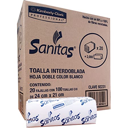 Toalla Interdoblada Sanitas Blancas Carton 20X100   Kimberly ID-2157702