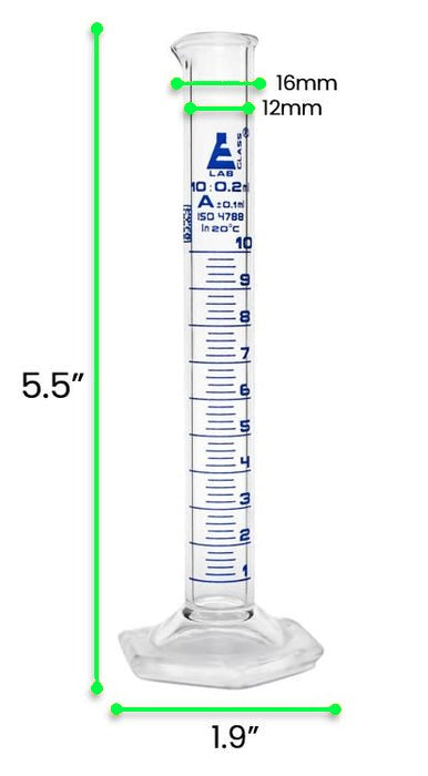 Probeta Graduada Vidrio Clase "A" Graduacion Azul 10Ml   Eisco ID-2168562