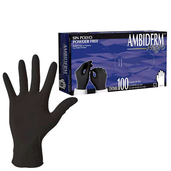 Guante De Latex No Esteril Plus Negro Mediano Pk/100   Ambiderm ID-1412636