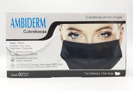 Cubre Boca Tres Pliegos Negro Pk/50   Ambiderm ID-1498385