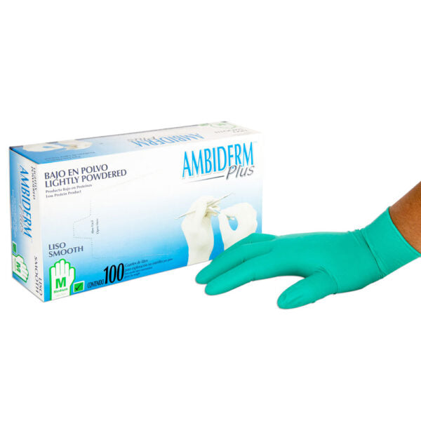 Guante De Latex No Esteril Plus Verde Mediano Pk/100   Ambiderm ID-1412608